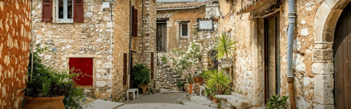 Moving to France Vence Provence stone architecture bougainvillea flowering plants medieval village