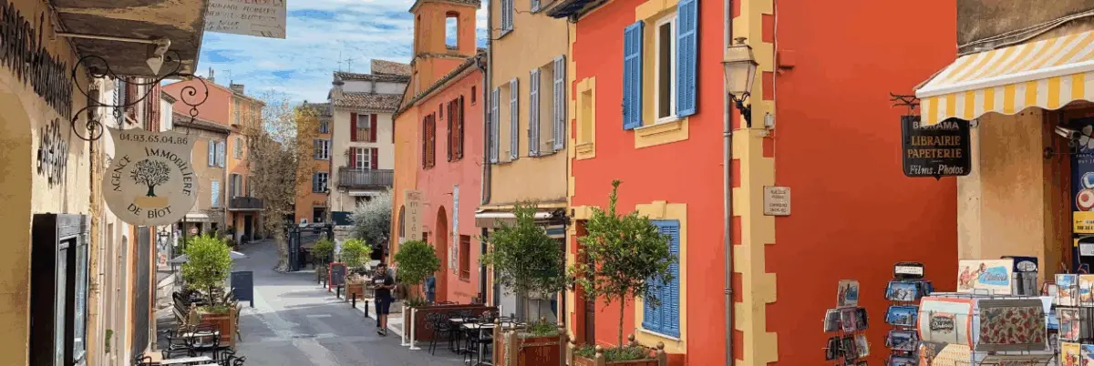 Moving to France Biot village colorful facades Provence artisan workshops glass-blowing