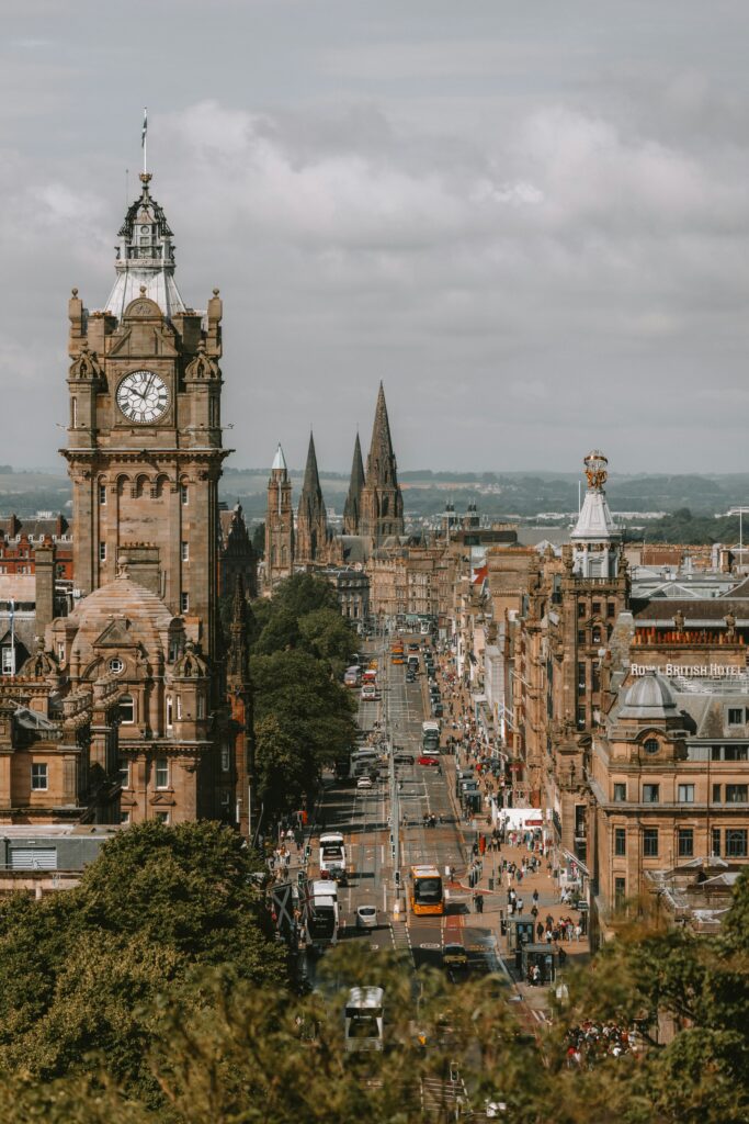 Edinburgh Scotland clock tower historic architecture American expats relocation